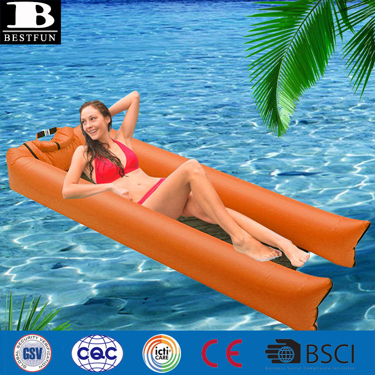 fast inflatable water hammock portable floating lounger compact rafts swimming pool air floating chair toys