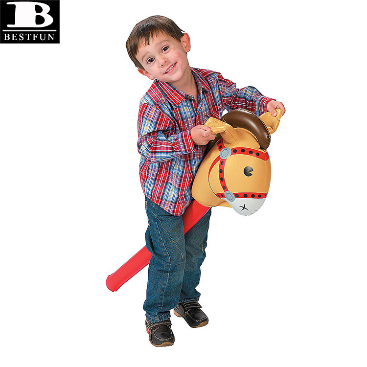 eco-friendly vinyl inflatable stick horse soft PVC animal toys for kids