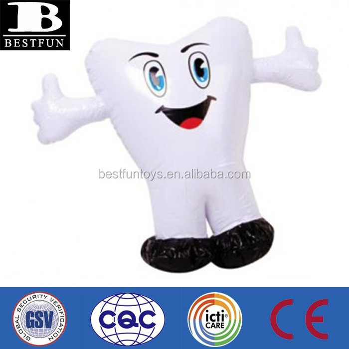 promotional plastic inflatable tooth balloon vinyl kids small blow up novelty toys pvc tooth anime figure toys