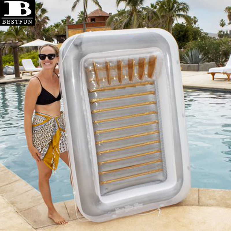 4 in 1 sun tan tub golden inflatable suntan tub floating lounger plastic tanning pool hybrid lounge raft float with pillow