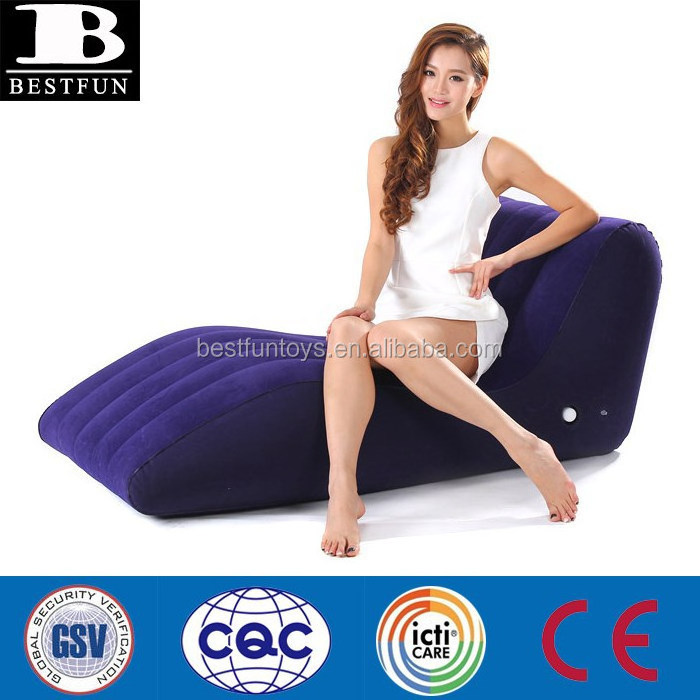 S Shape Inflatable Chaise Lounge Chairs durable flocking blow up outdoor sun lounger sofa furniture