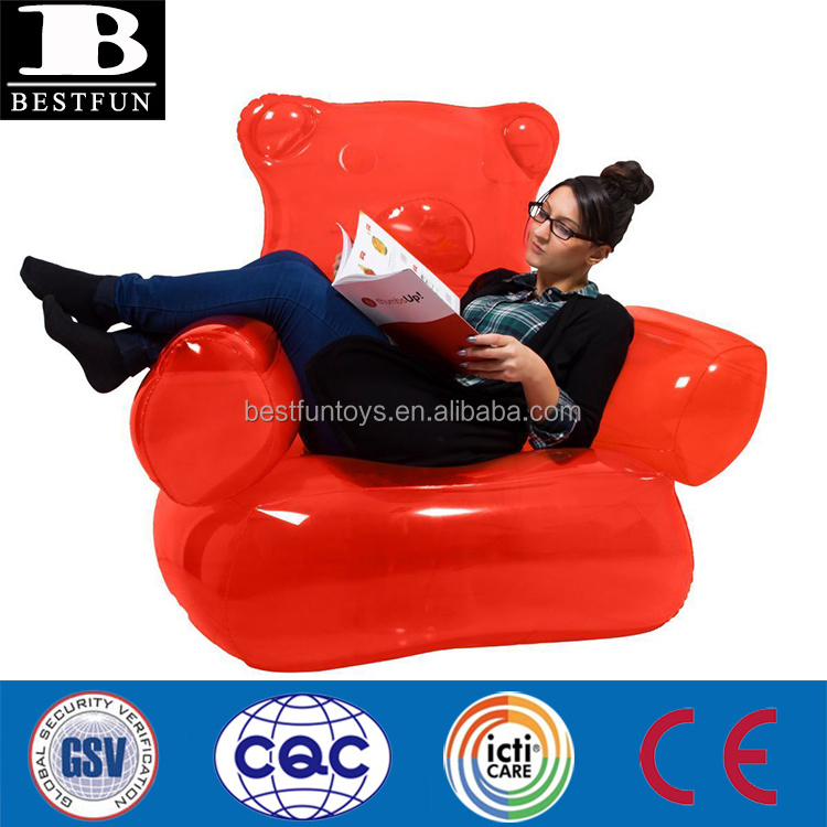 gummy bear inflatable chair heavy duty plastic funny bear sofa folding lovely bear inflatable chair