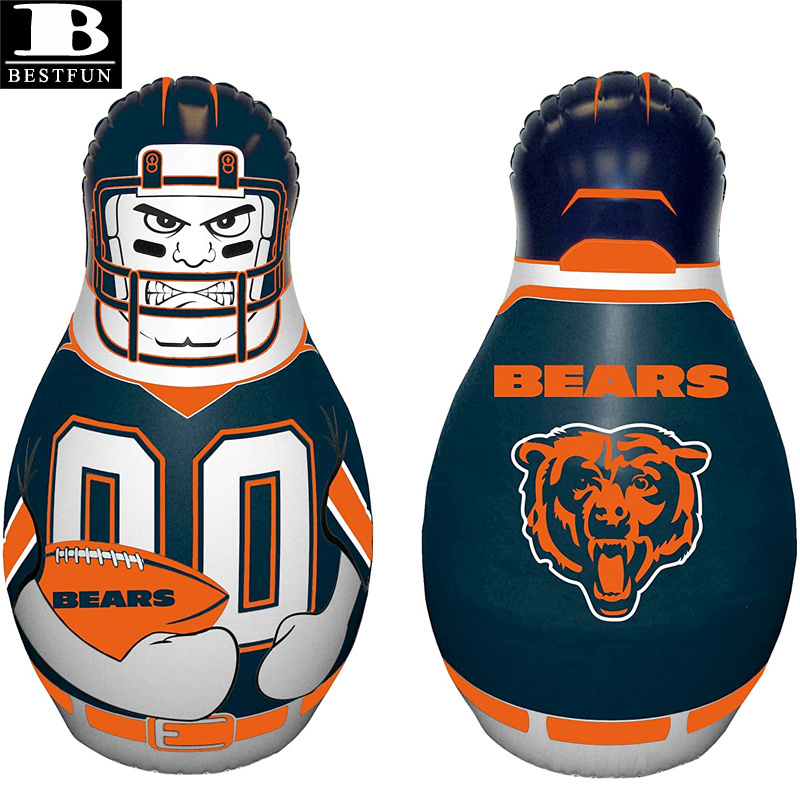 factory customized Chicago Bears inflatable NFL tackle buddy plastic blow up sport punching bag dummy tumbler toys for kids