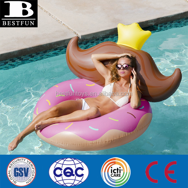 factory customized vinyl ridiculous inflatable sprinkle donut mustache pool float funny blow up swimming toys for adult