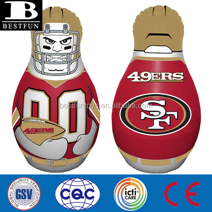 factory customized durable vinyl inflatable NFL tackle buddy pvc NFL bop bag kids toy bounce back punching bag toy