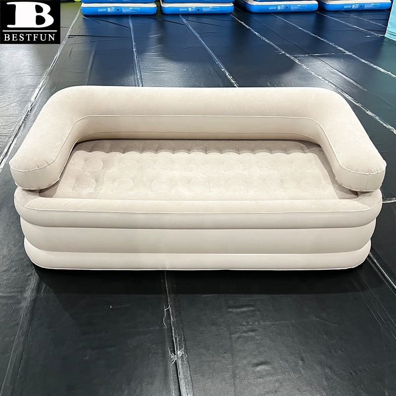 double inflatable camping sofa chair with built-in 2000mAh battery pump one-button self inflating air bed couch loveseat lounge