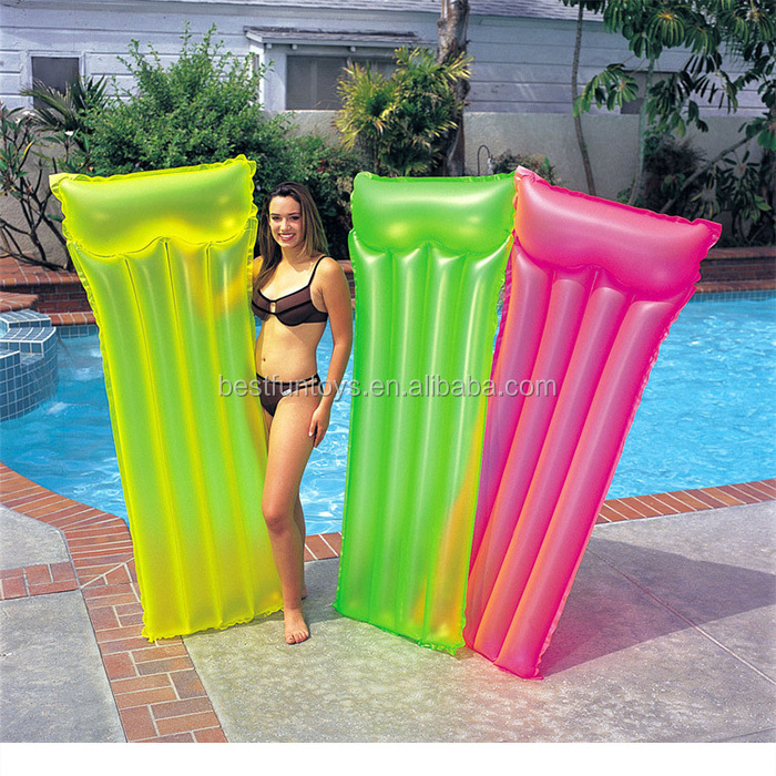 safety inflatable lie low inflatable beach mattress plastic lilo floating raft folding water mat pool float air mattress