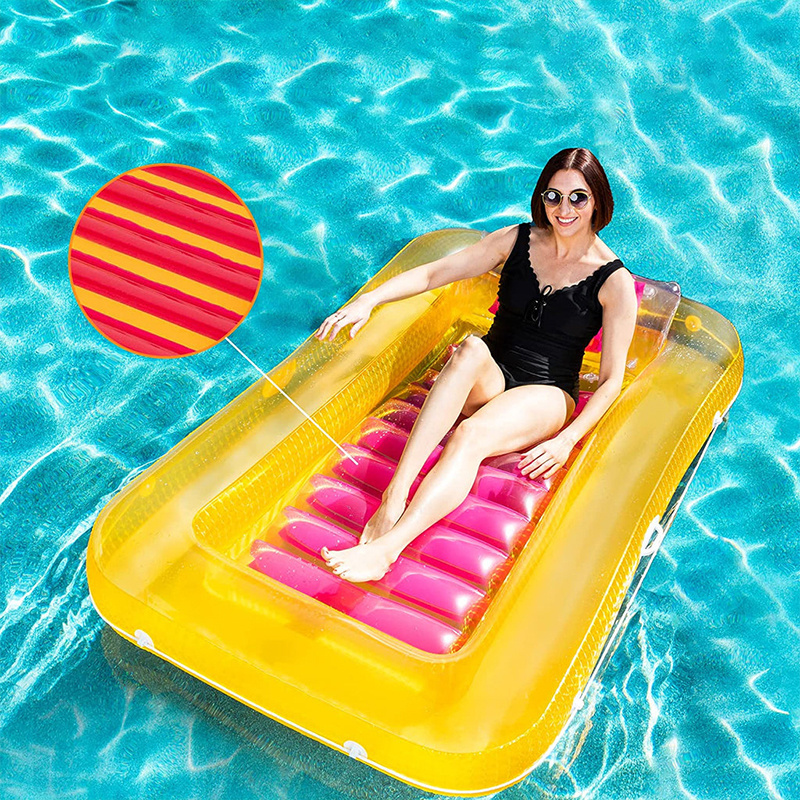 customized PVC inflatable tanning pool lounge float durable plastic blow up suntan tub raft swimming floating for adults