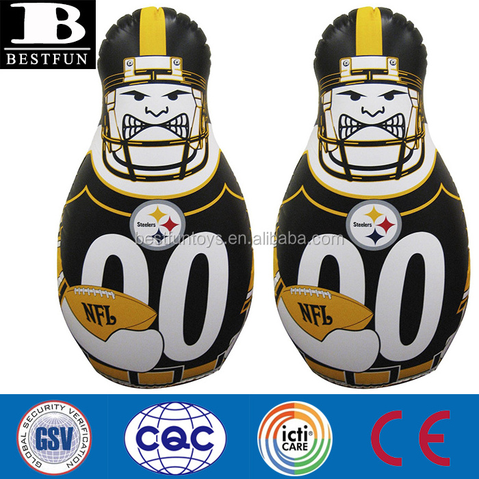 factory customized durable vinyl inflatable NFL tackle buddy pvc NFL bop bag kids toy bounce back punching bag toy