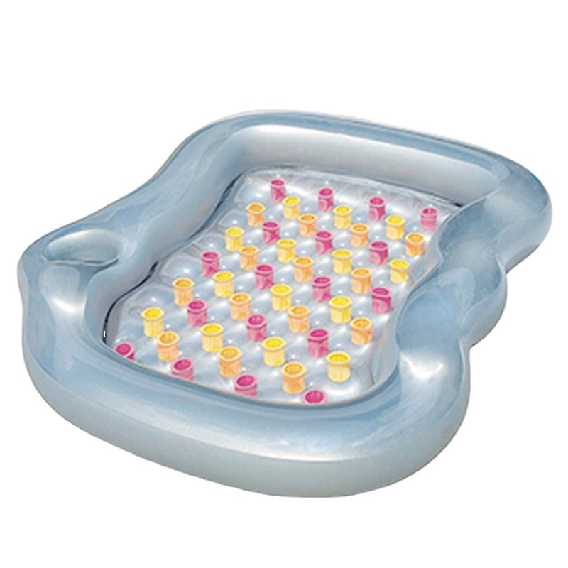 China Factory durable plastic big inflatable double designer pool lounge chair water tanning pool swimming island raft