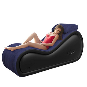 comfortable flocking inflatable sex sofa for support deeper position couple love sex air lounge chair furniture with pillow