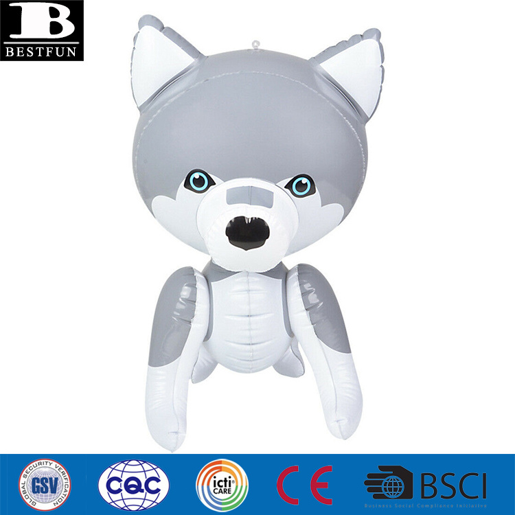 factory customized vinyl inflatable husky puppy dog toys durable plastic blow up baby wolf 3D animal party decoration