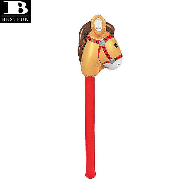 eco-friendly vinyl inflatable stick horse soft PVC animal toys for kids