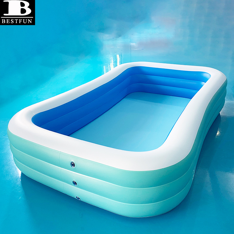 10ft inflatable swimming pools for kids, adults, easy set above ground summer water play center rectangular pool jumbo ball pit