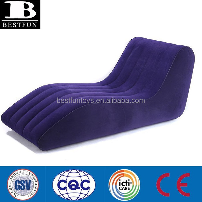 S Shape Inflatable Chaise Lounge Chairs durable flocking blow up outdoor sun lounger sofa furniture