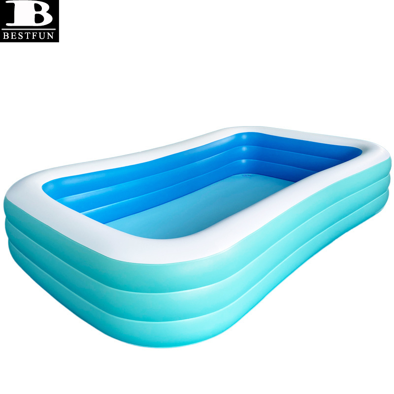 10ft inflatable swimming pools for kids, adults, easy set above ground summer water play center rectangular pool jumbo ball pit