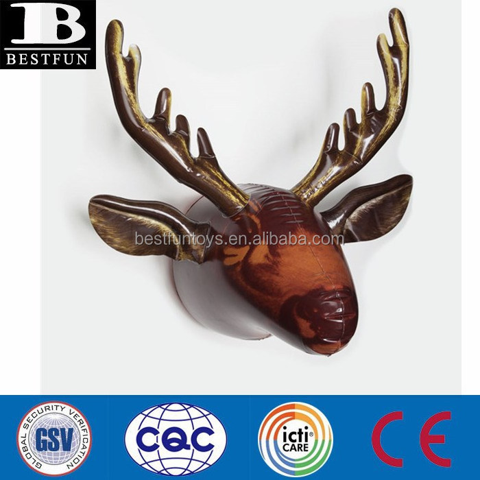 heavy duty PVC Inflatable Moose Head wall decoration plastic deer head sculpture custom artifical wall mounted animal head