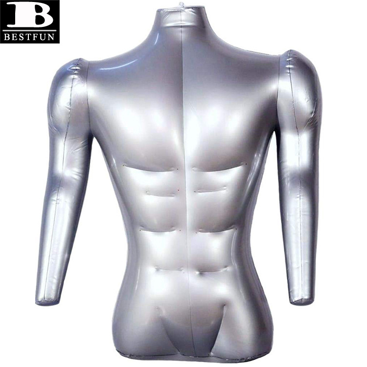 heavy duty PVC inflatable male half body mannequin with arms torso top shirt dress form dummy model display