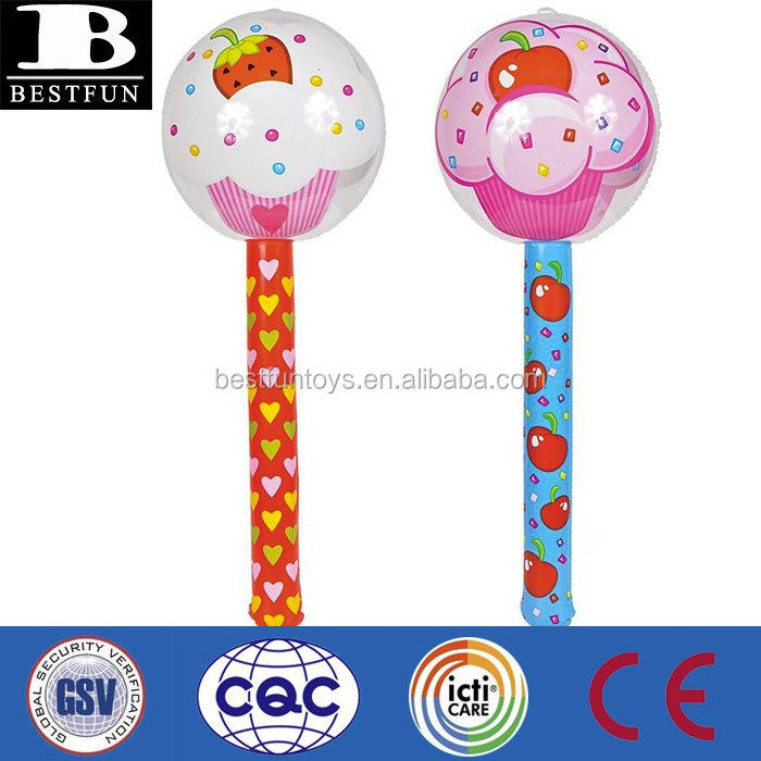 factory customized inflatable cupcake lollipop plastic cupcake magic stick kids lollipop cheering stick for party decoration