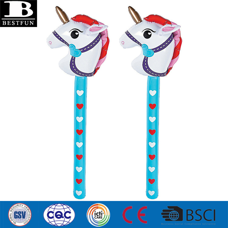 factory customized vinyl inflatable Valentine'e Day unicorn stick horse toys party decoration