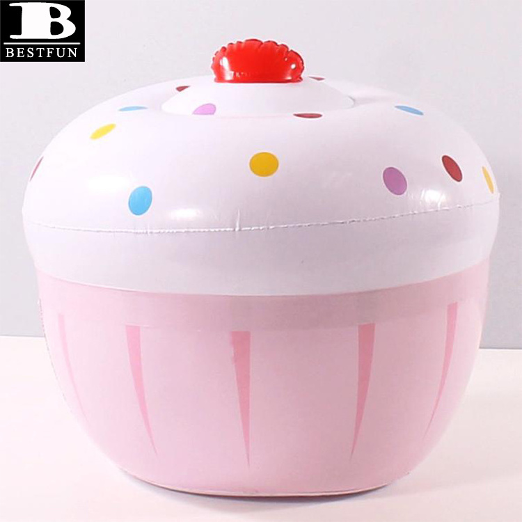 factory customized eco-friendly vinyl lifelike inflatable vanilla cupcake advertising toys for kids