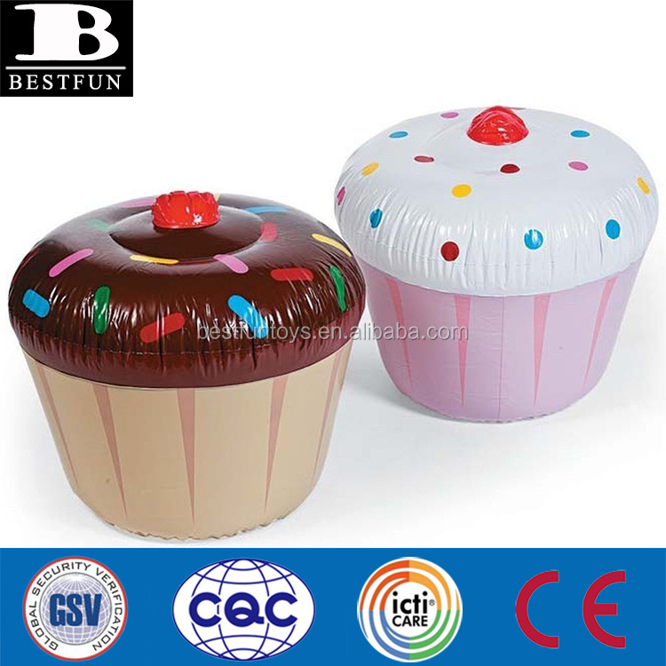 eco-friendly vinyl inflatable cupcake dessert durable plastic blow up pool birthday party fun float toys