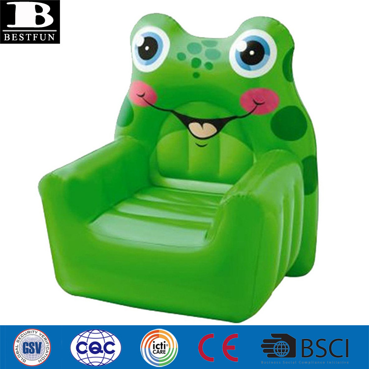 factory customized vinyl inflatable cozy frog chair for kids durable plastic blow up animal shaped armchair sofa furniture