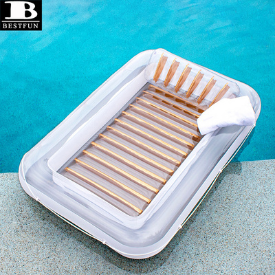 4 in 1 sun tan tub golden inflatable suntan tub floating lounger plastic tanning pool hybrid lounge raft float with pillow