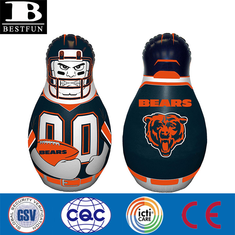 factory customized Chicago Bears inflatable NFL tackle buddy plastic blow up sport punching bag dummy tumbler toys for kids