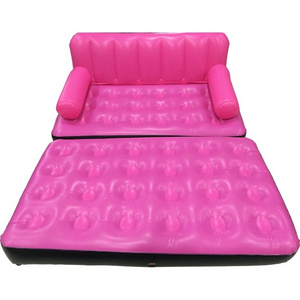 pink PVC inflatable 5 in 1 airbed cum sofa durable plastic blow up double lounge seat couch air bed mattress furniture