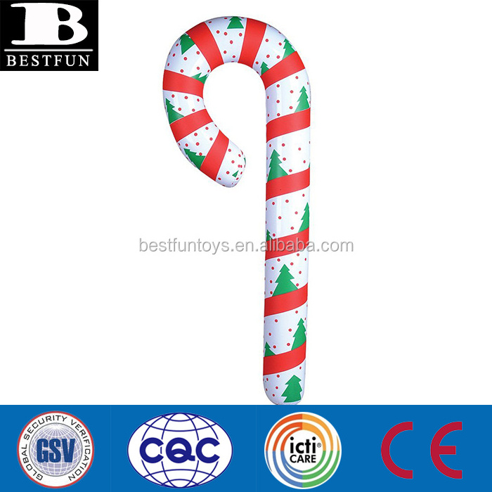 durable PVC Christmas Candy Cane Inflatable Decoration plastic foldable candy cane toys for kids