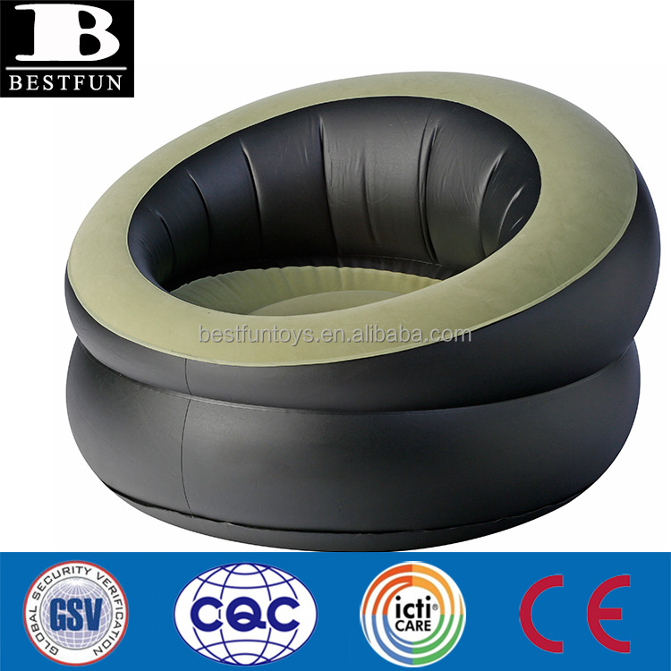 heavy duty flocked plastic inflatable chair folding inflatable single round chair relax inflatable round lazy big sofa chair