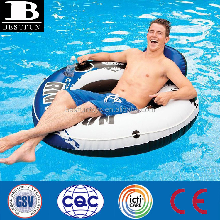 heavy-duty plastic inflatable water inner tube durable blow up river run lounge mesh float pool swimming raft lounger