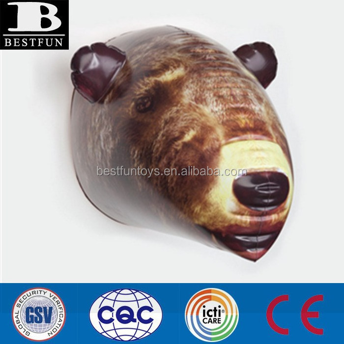 factory customized heavy duty PVC 3D model Inflatable Bear Head for Decoration