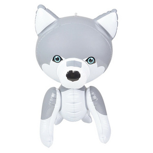 factory customized vinyl inflatable husky puppy dog toys durable plastic blow up baby wolf 3D animal party decoration