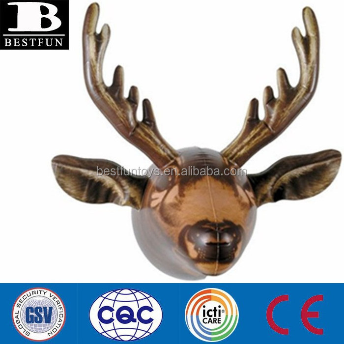 heavy duty PVC Inflatable Moose Head wall decoration plastic deer head sculpture custom artifical wall mounted animal head