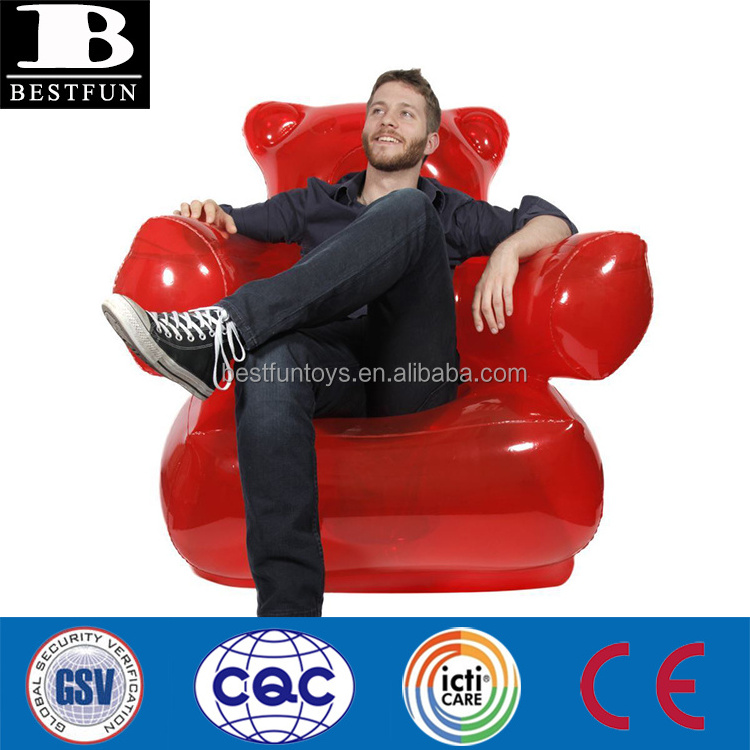 gummy bear inflatable chair heavy duty plastic funny bear sofa folding lovely bear inflatable chair