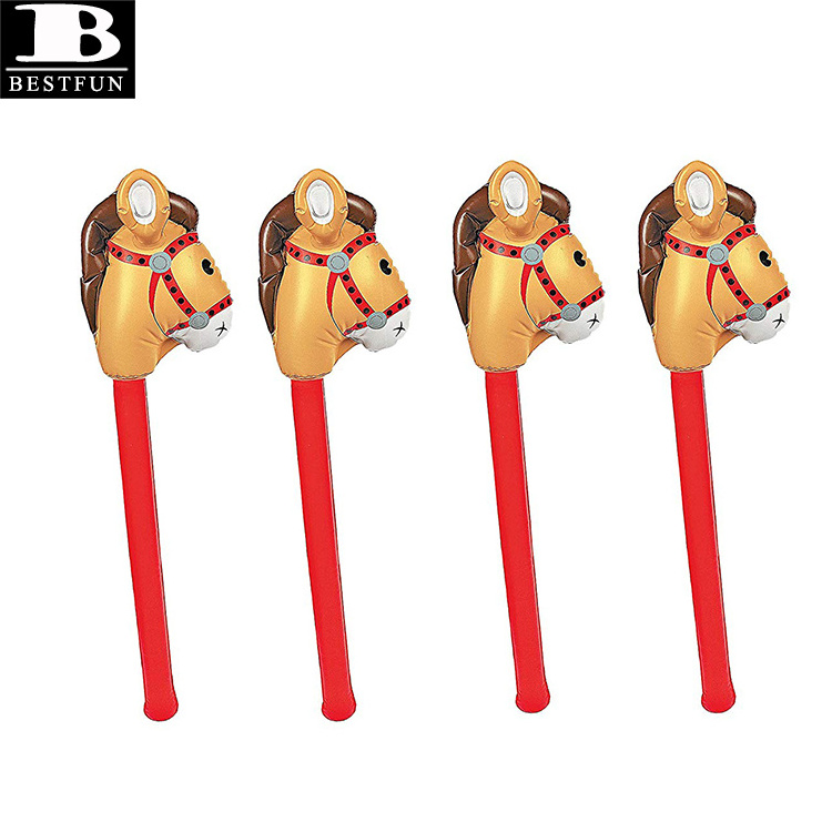 factory customized eco-friendly vinyl inflatable stick horse party toys for kids