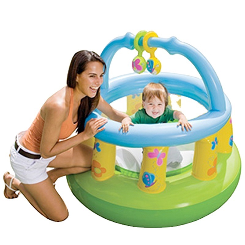 eco-friendly vinyl inflatable castle travel portable durable plastic blow up soft baby round sides my first gym playpen