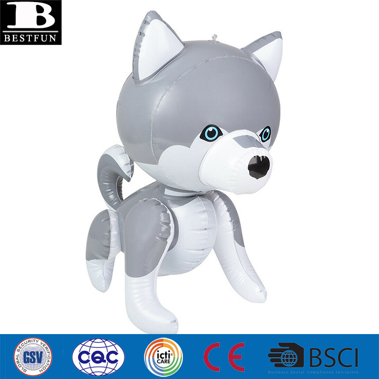 factory customized vinyl inflatable husky puppy dog toys durable plastic blow up baby wolf 3D animal party decoration