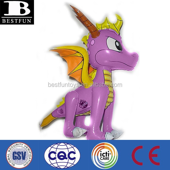 promotional customized pvc inflatable dragon plastic dragon soft toy purple dragon toy for kids