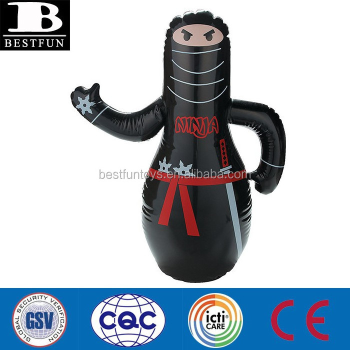 PVC NINJA inflatable punching bags custom kids punching bag child taekwondo bop bag toys tumbler dummy toys for sale