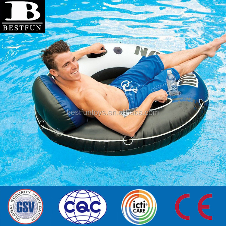 heavy-duty plastic inflatable water inner tube durable blow up river run lounge mesh float pool swimming raft lounger