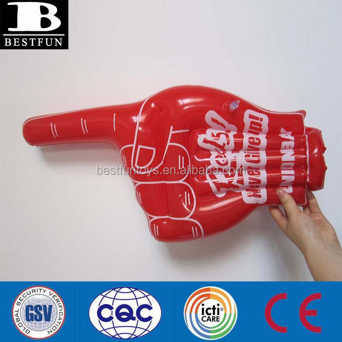 factory customized heavy duty vinyl jumob inflatable cheering hand durable plastic blow up big hulk hands for sale