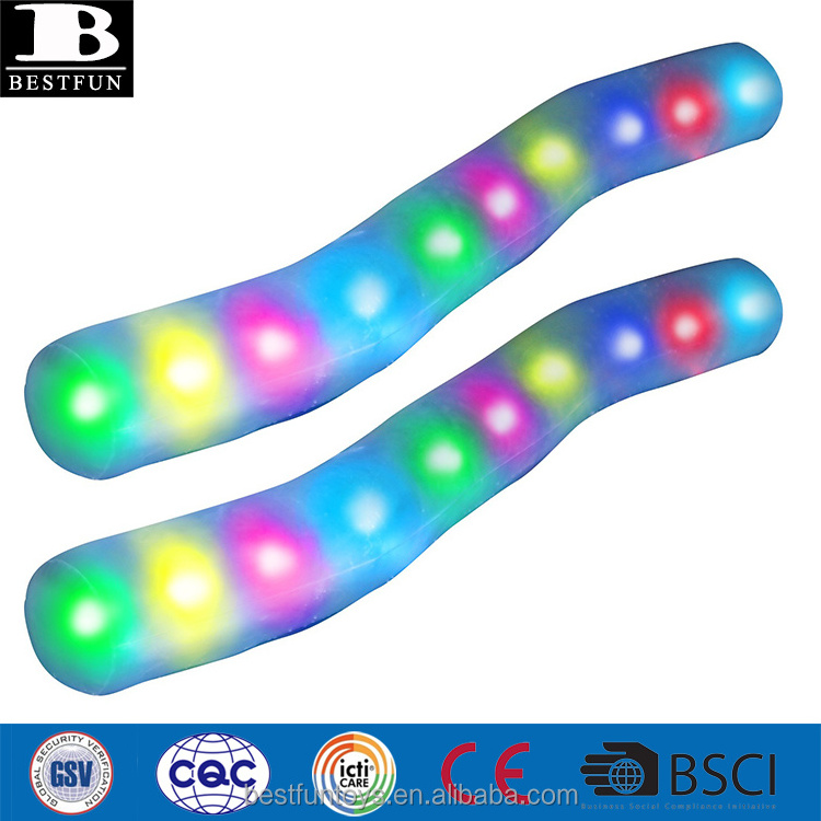 heavy duty vinyl inflatable pool noodle with built-in LED lights water swimming tube toys