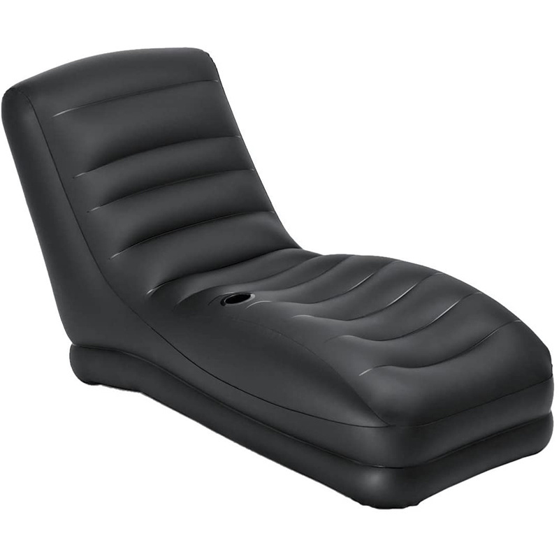 Inflatable Black Mega Lounge Chair with Built-in Cup Holder