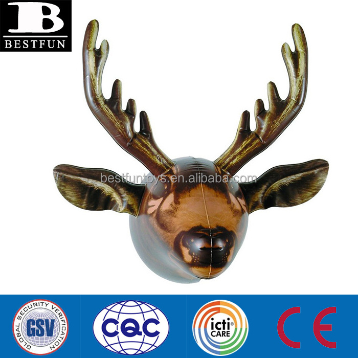 Inflatable Moose Head wall decoration plastic deer head sculpture custom artifical wall mounted animal head toys