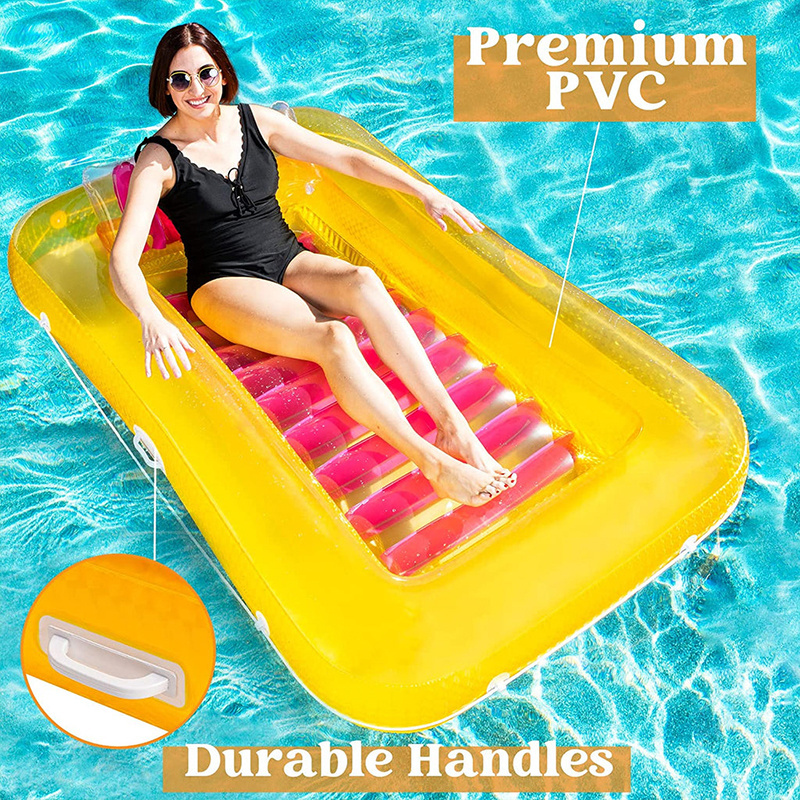 customized PVC inflatable tanning pool lounge float durable plastic blow up suntan tub raft swimming floating for adults