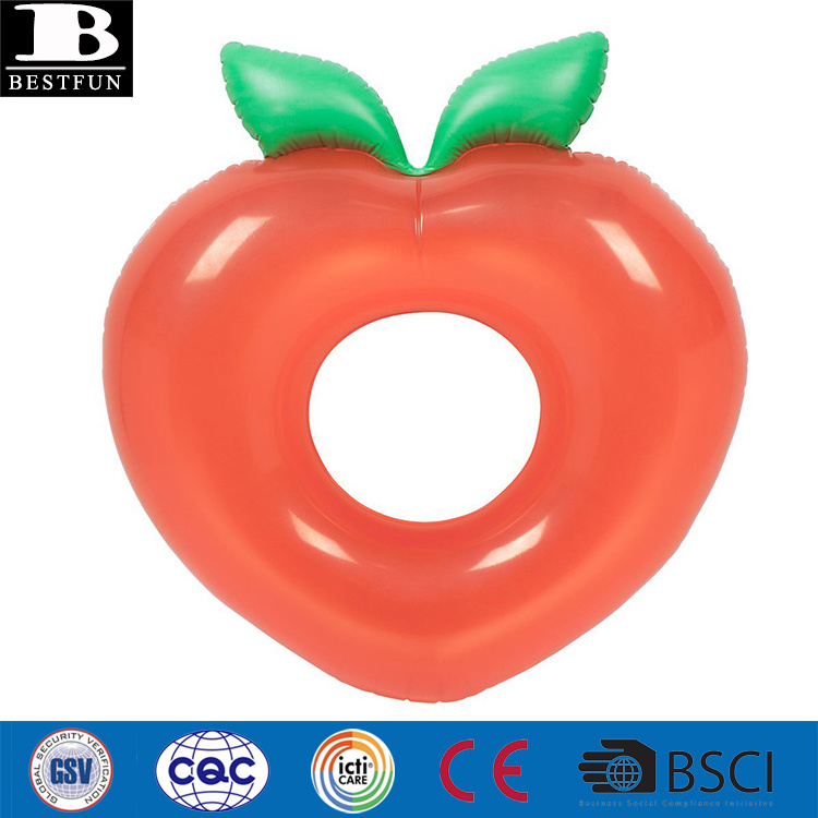 factory customized vinyl inflatable luxe pool ring durable PVC blow up peach shaped water swimming tube float