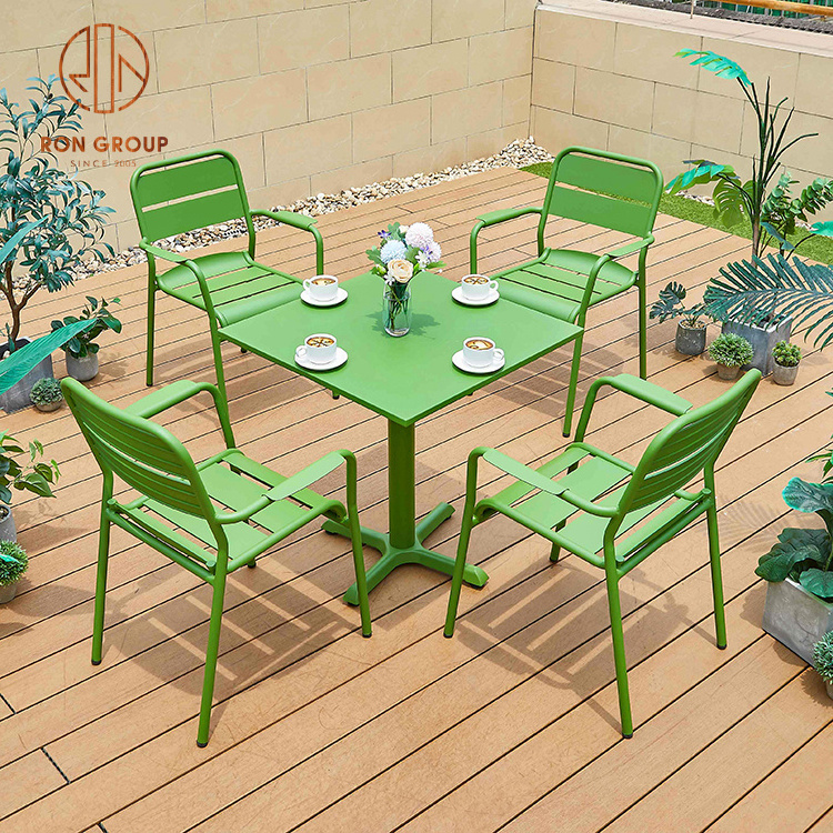 restaurant outdoor cast iron garden furniture set aluminum metal chair used cast iron patio furniture for cafe shop resort hotel